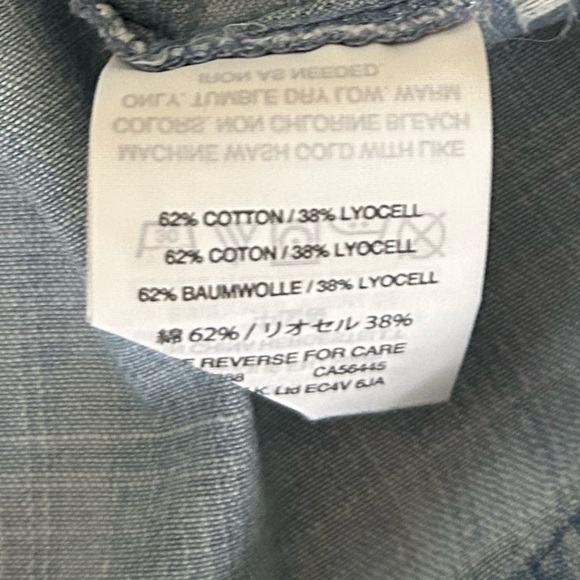 Madewell Denim Short-Sleeve Tie-Front Shirt in Hillford Wash Blue Sz S oversized - Picture 12 of 14